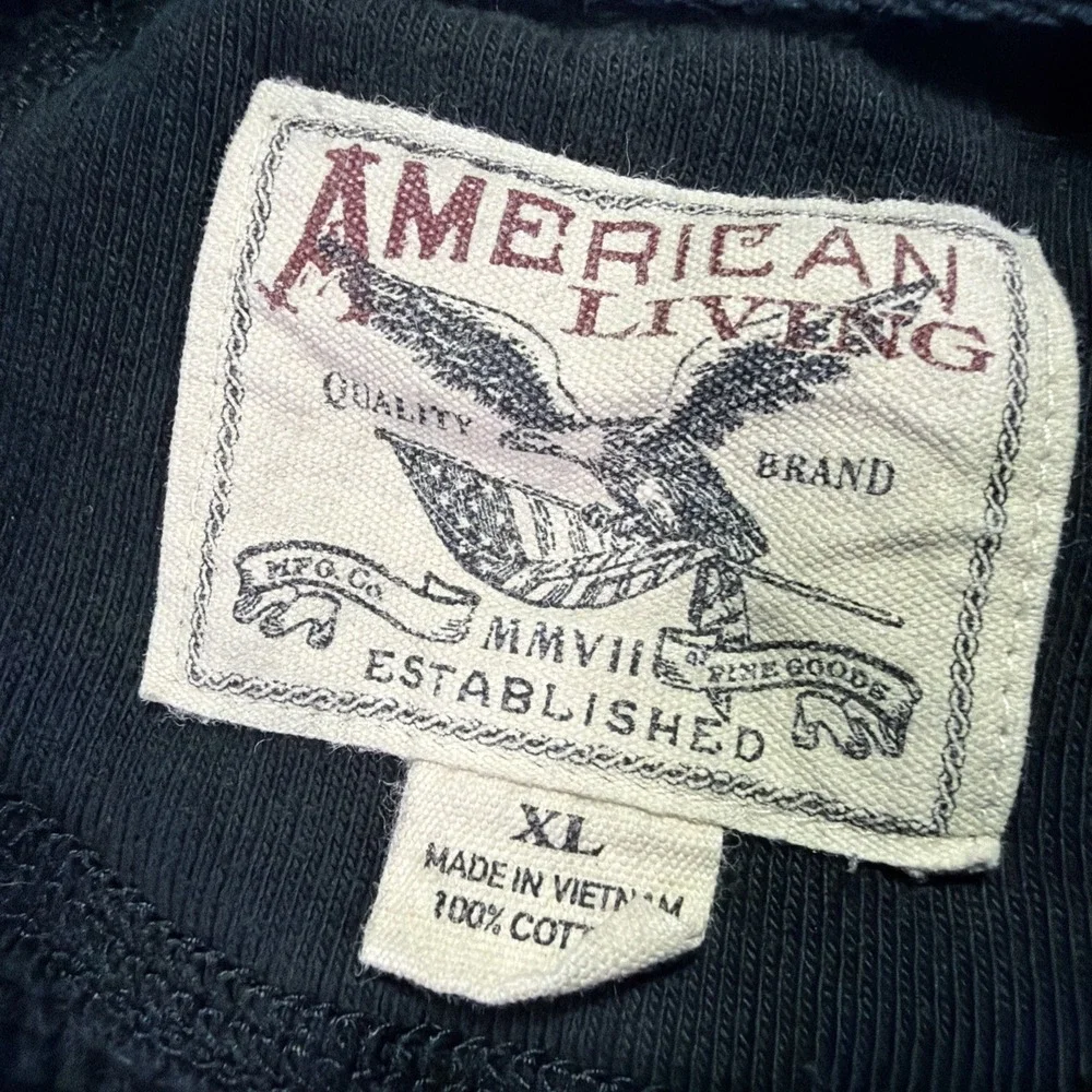 Vintage Waffle Knit Black Military Style American Living Size XL Essentials